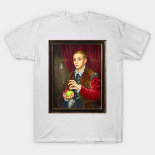 Boy With Apple Painting with painted frame T-Shirt